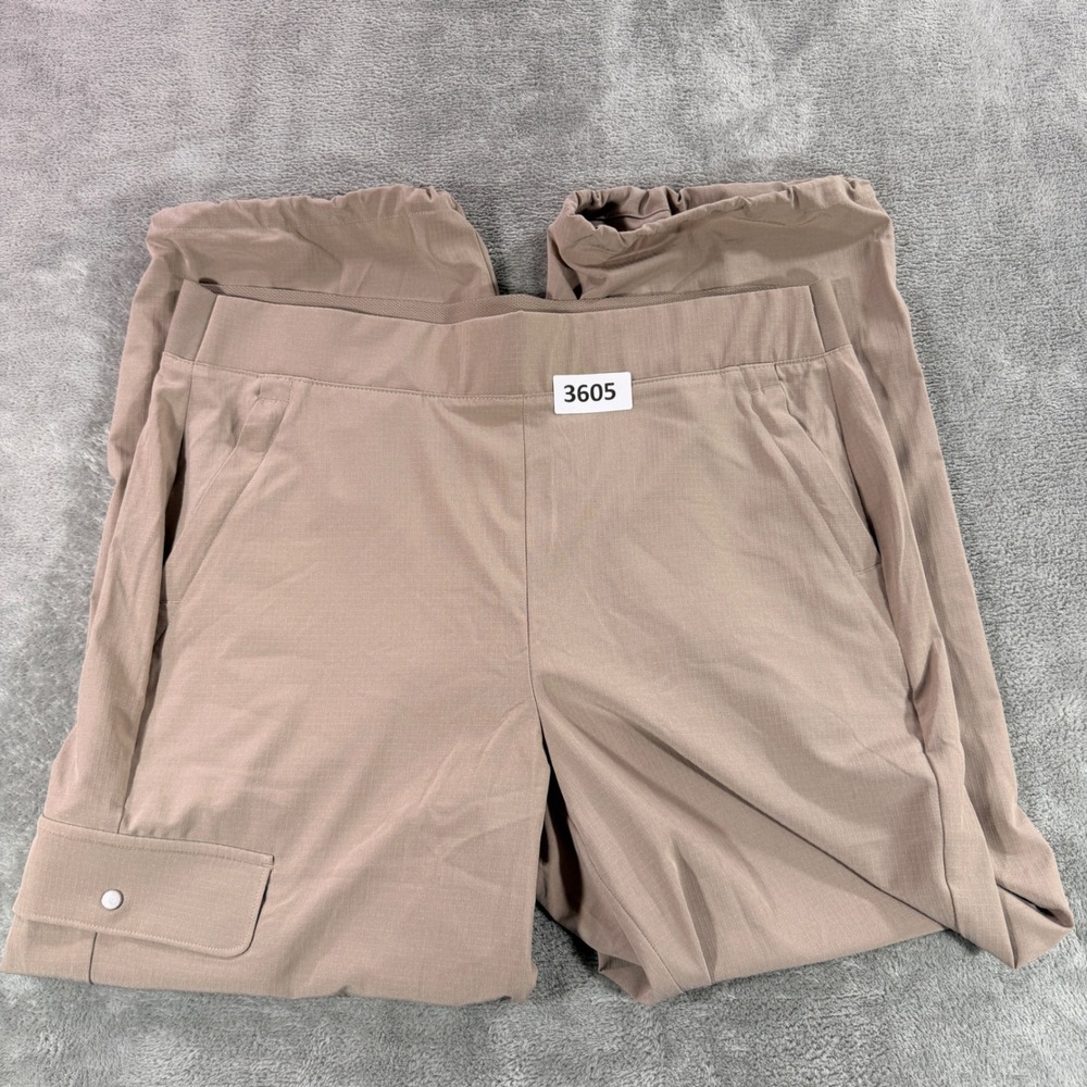 Chico's Cargo Pants Women Size 2 Taupe Ripstop Bungee Hem‎ Pull On Hiking Casual